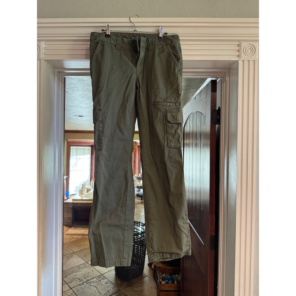 Dickies Women Relaxed Fit Cargo Pants Olive Green Straight Leg Size 4R Workwear